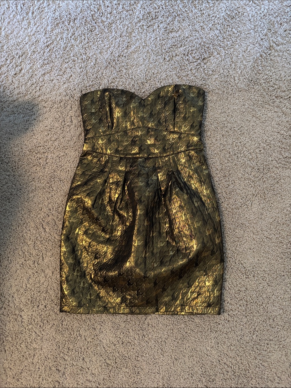 Strapless Metallic Gold Party Dress